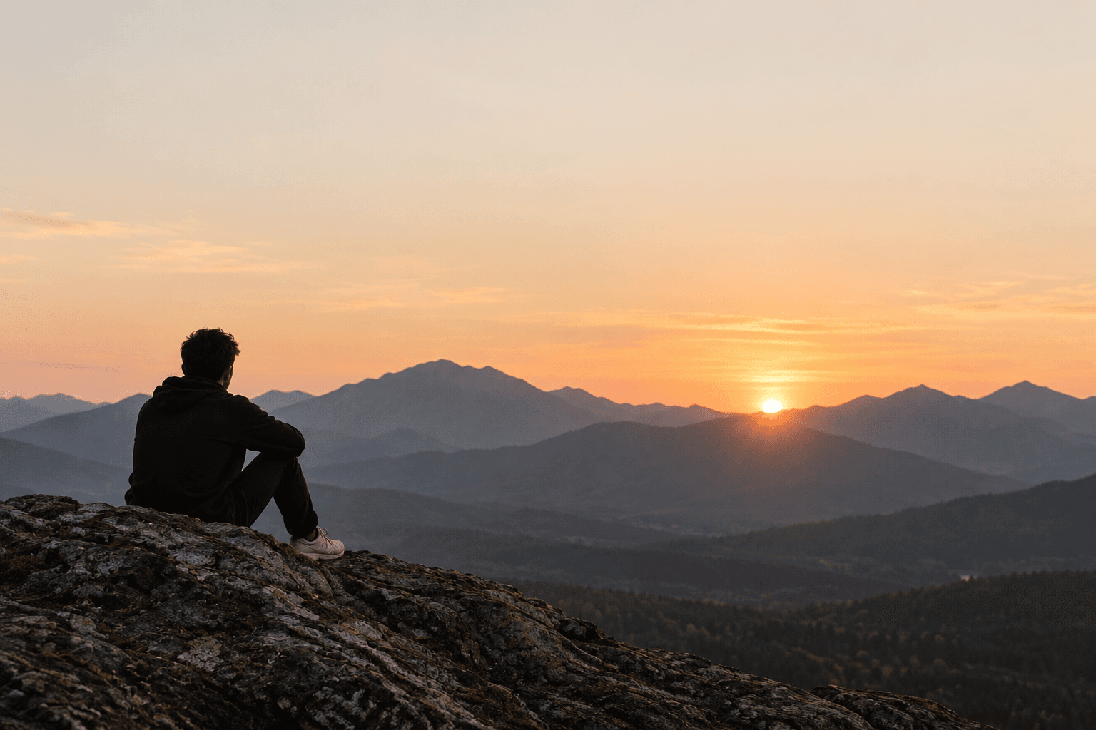 A quiet moment overlooking the mountains at sunset.